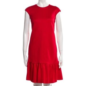 Akris Punto Bonded Jersey Flounce Hem Dress Size 6 Red